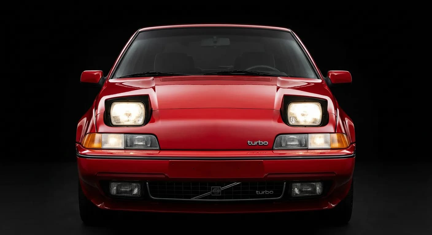 Face avant iconique de la Volvo 480 avec phares escamotables