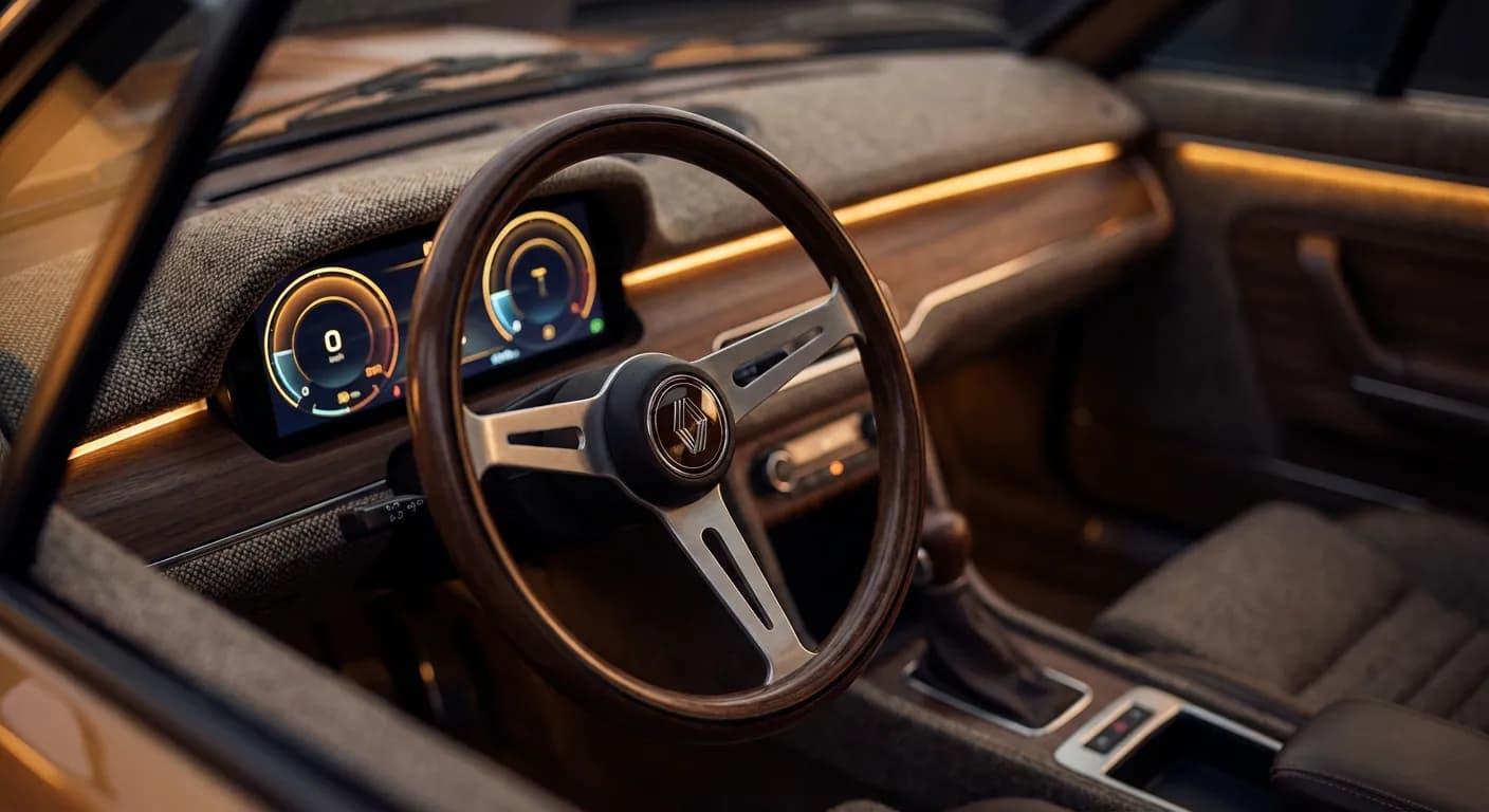 L'habitacle luxueux de la nouvelle R17 mêlant design rétro et technologie moderne.