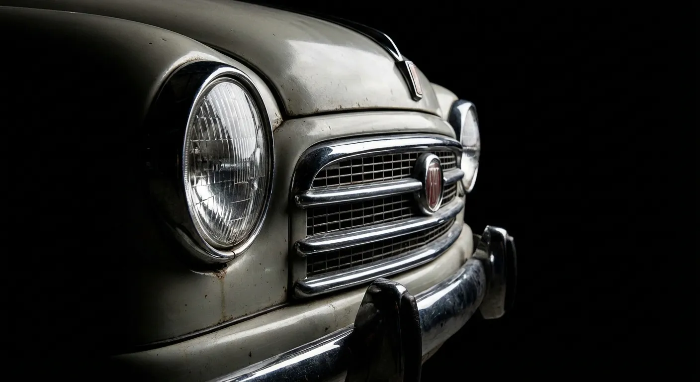 Gros plan sur le phare iconique d'une Fiat modèle ancien