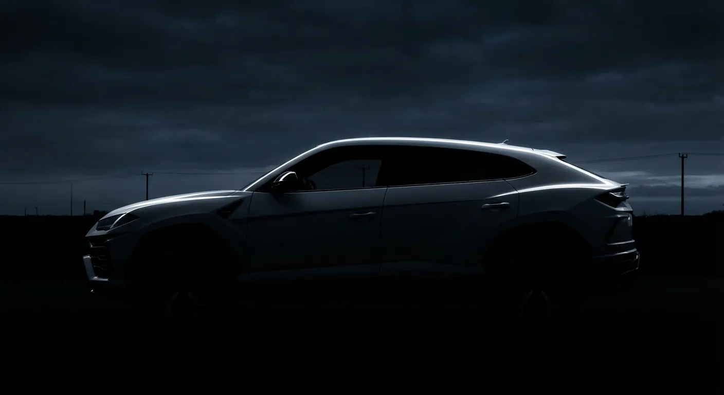 Silhouette épurée et design du SUV Renault Captur sur fond sombre.