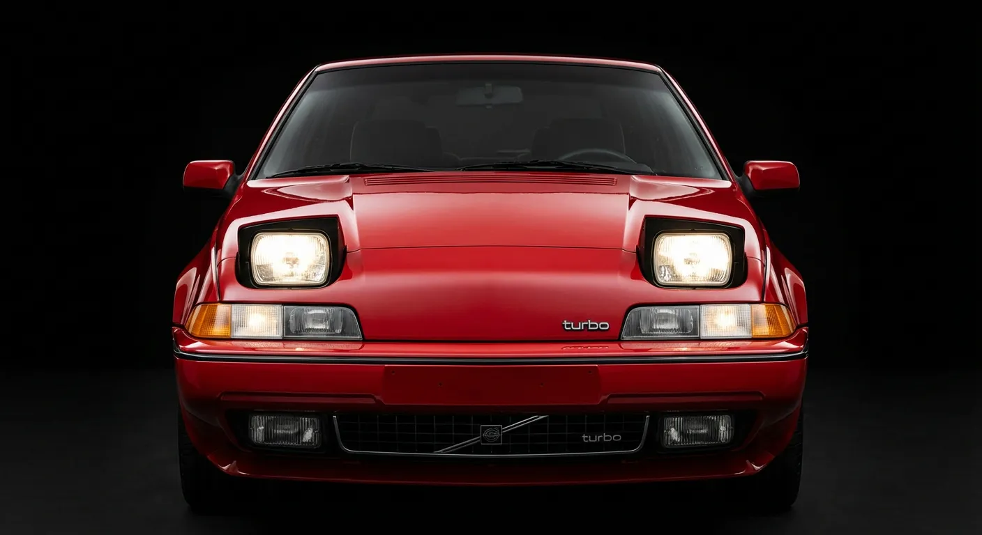 Face avant iconique de la Volvo 480 avec phares escamotables