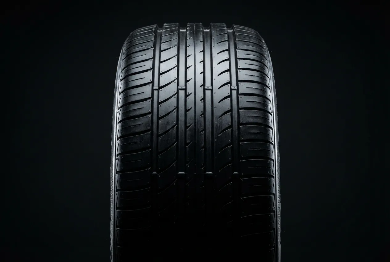 Gros plan iconique d'un pneu haute performance