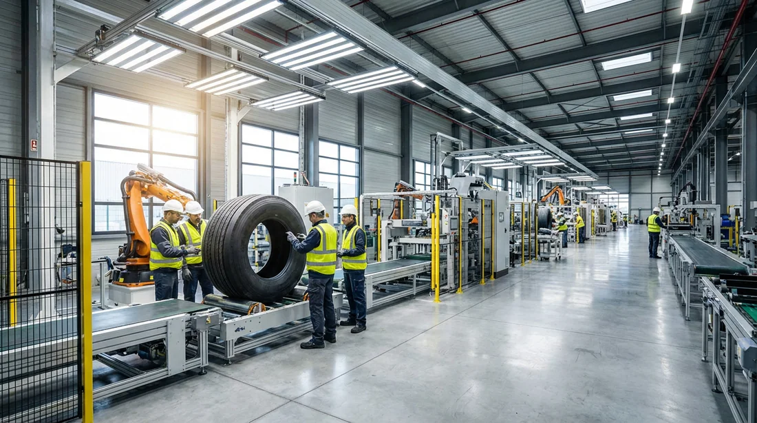 Ligne de production des pneus Leonard dans l'usine de Béthune