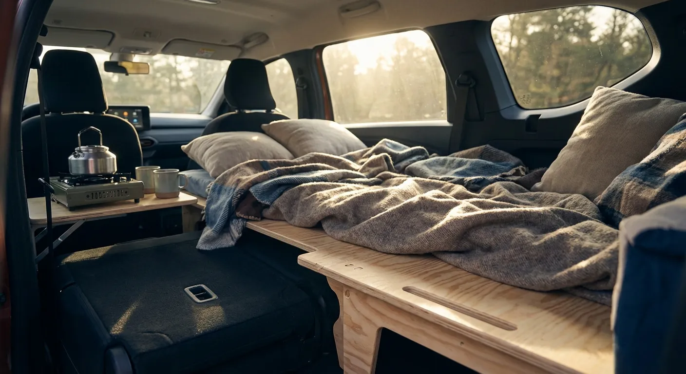 Détail de l'aménagement intérieur du Pack Sleep officiel Dacia