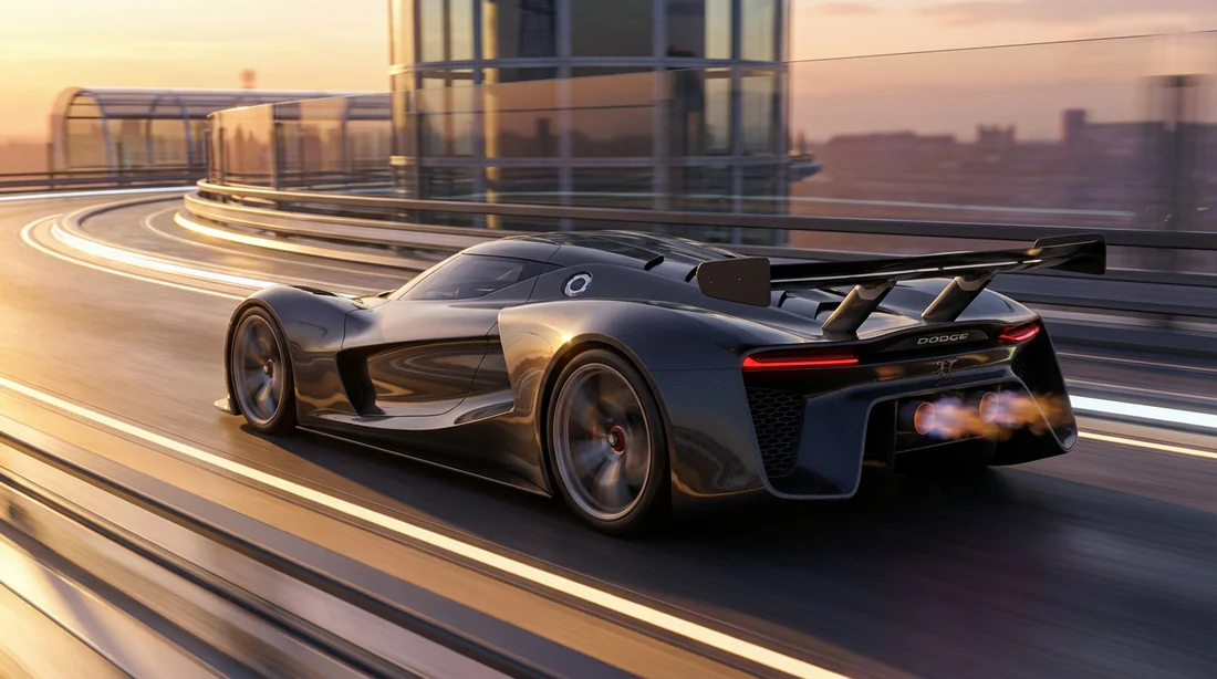 Dodge SRT Tomahawk X en pleine action sur circuit avec aérofreins déployés