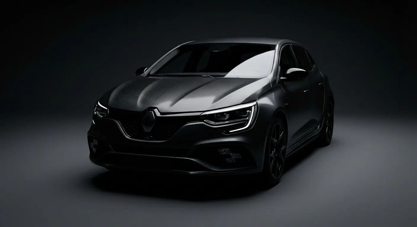 Gros plan sur la face avant agressive de la Renault Mégane 4 Trophy R.